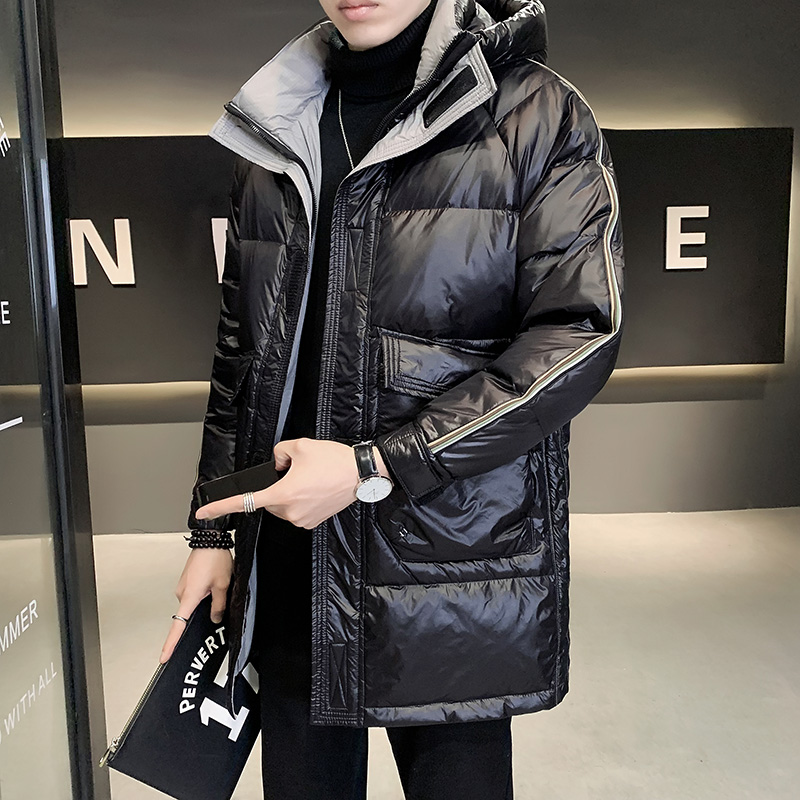 男士休闲羽绒服2023冬季新款帅气连帽潮牌白鸭绒加厚宽松保暖袄子