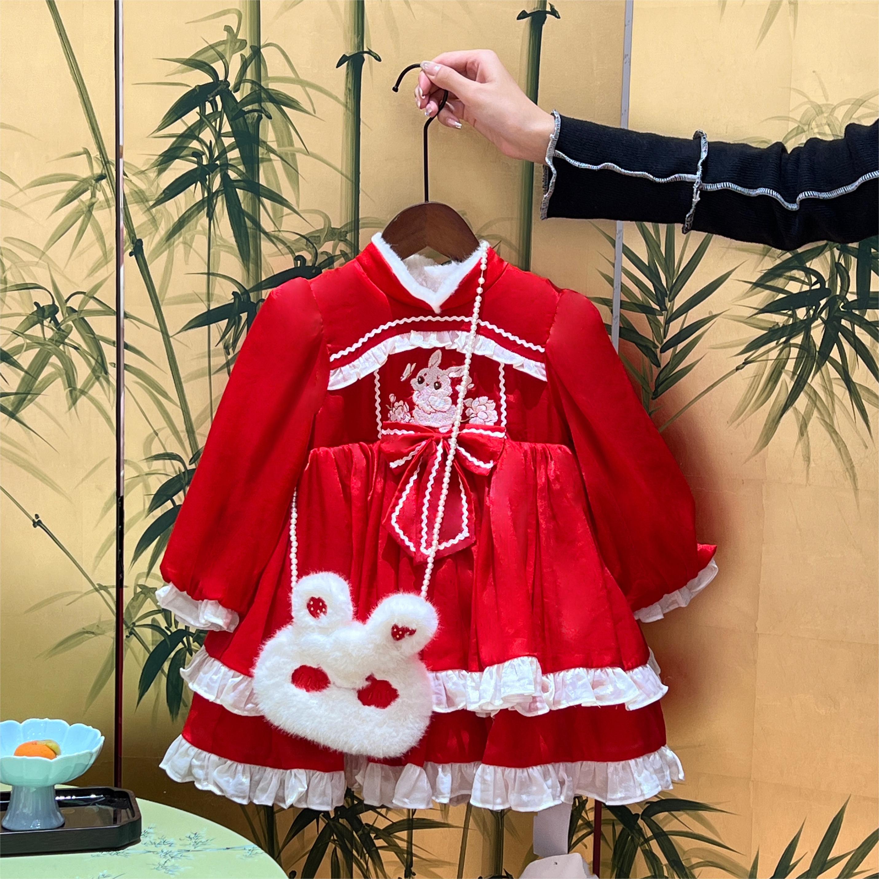 XYGW-6201-儿童国风洛丽塔连衣裙（冬款年服）带包包