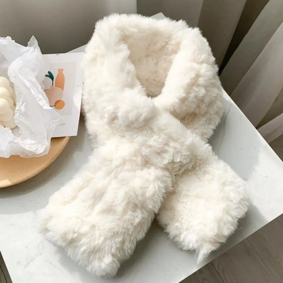 韩版獭兔毛围巾女冬季新品加厚保暖毛毛绒围脖套头百搭毛领子仿濑