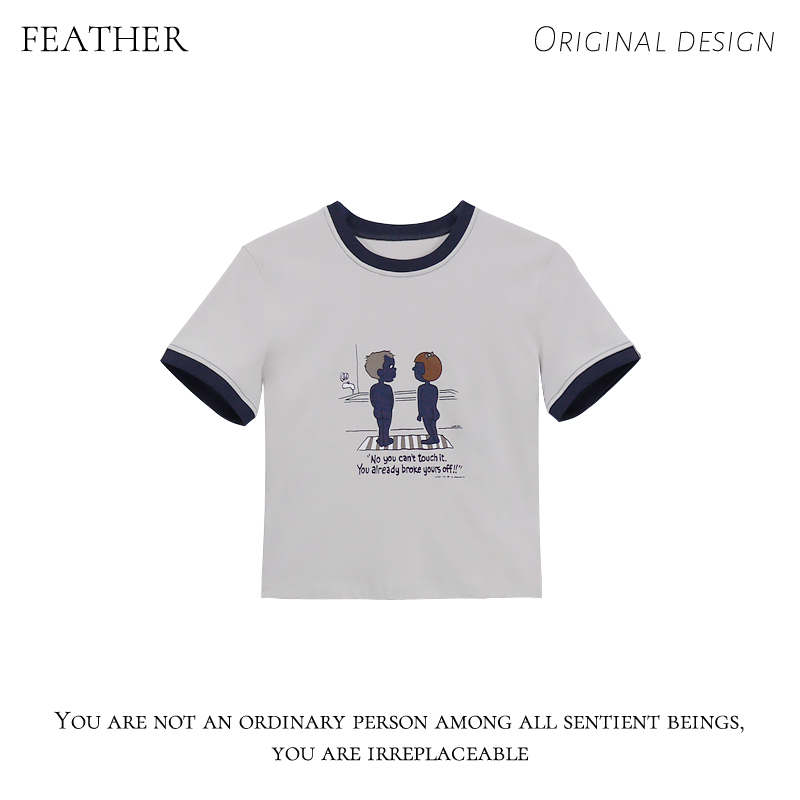鹿宝贝私服【FEATHER】设计师款超可爱两小人趣味TL055撞色