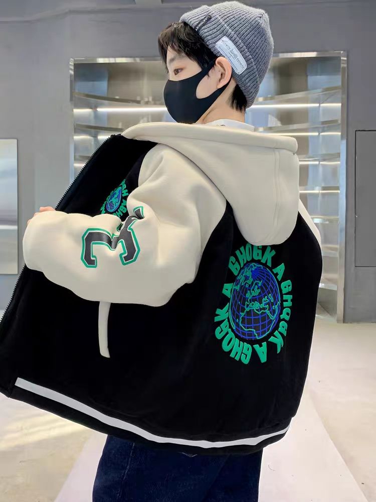 儿童装男童春装外套春秋冬款2023新款男孩夹棉加厚春季大童棒球服