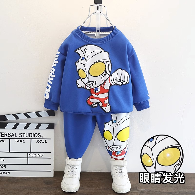 奥特曼衣服男童秋季套装2023新款洋气儿童男宝男孩卫衣裤子两件套