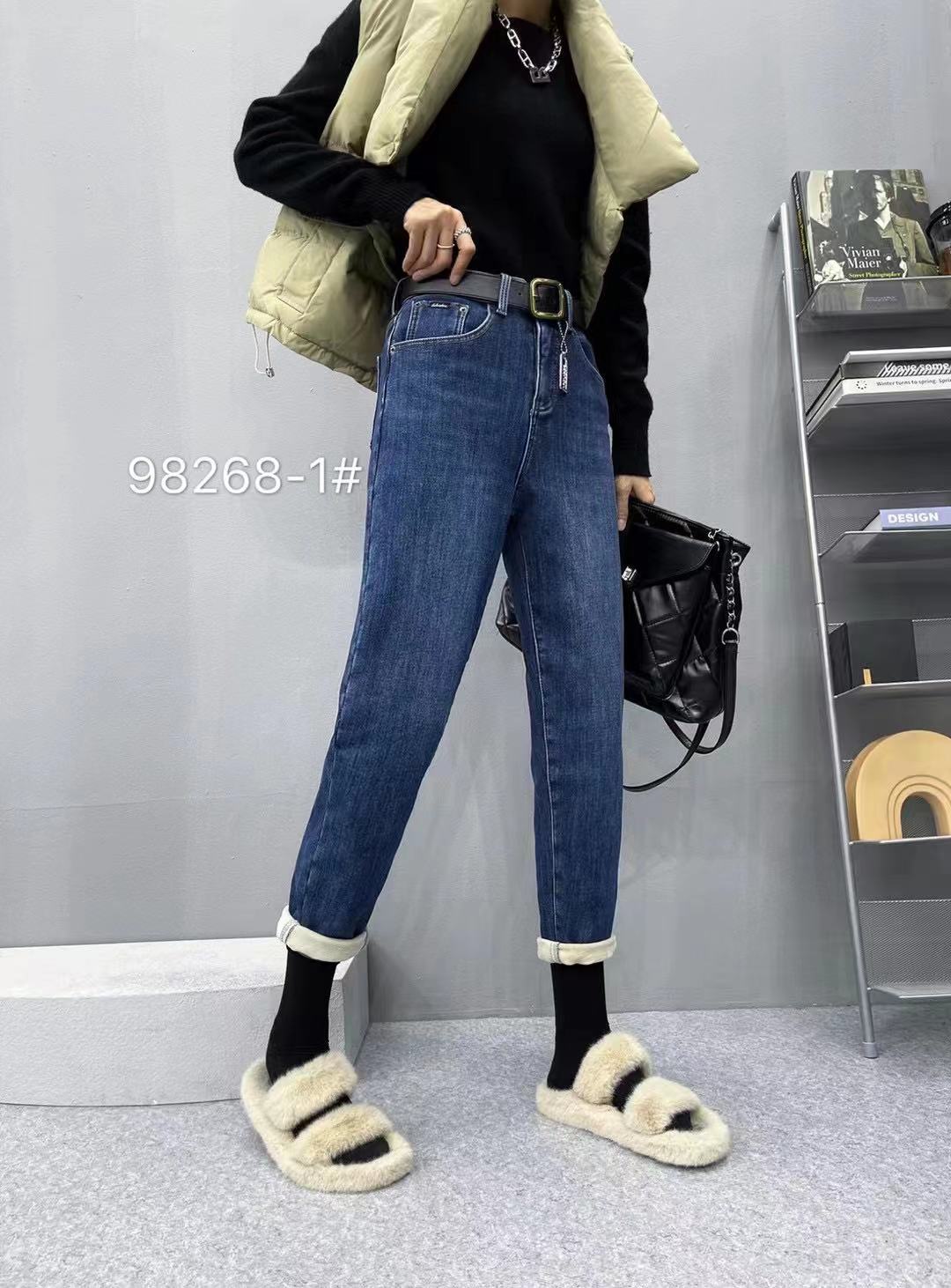 女士时尚加绒牛仔裤98268