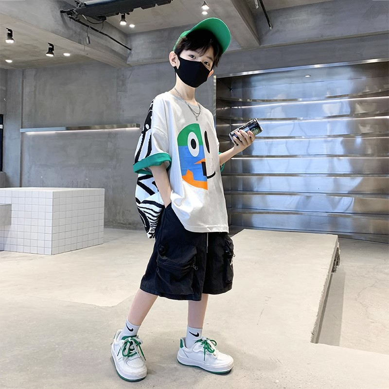 男童夏装套装2024新款中大童帅气夏季网红炸街潮童装儿童短袖衣服