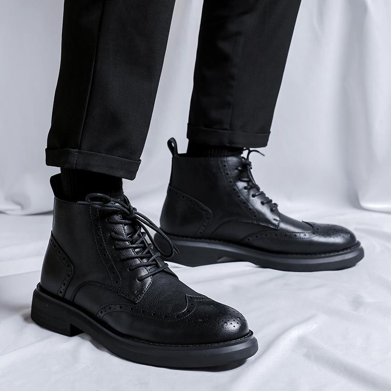 马丁靴男冬季士英伦风短靴商务正装高筒皮鞋增高工装皮靴r