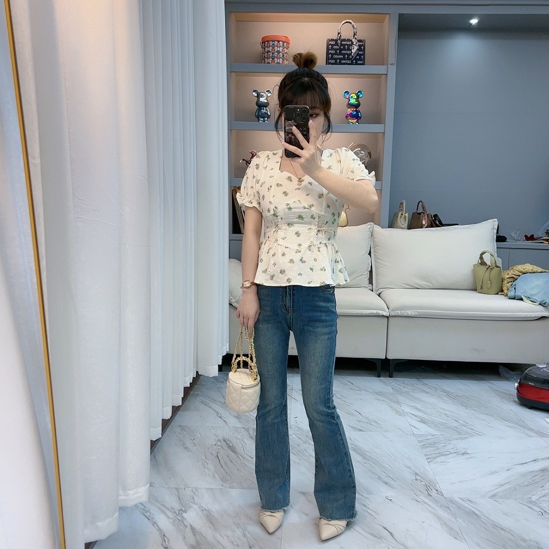 奈奈家2924【牛仔喇叭裤】小个子改版定制20230421显瘦牛仔裤夏季