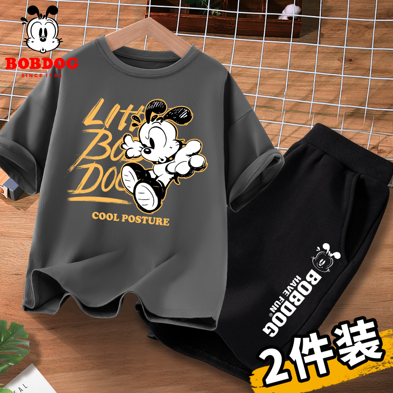 【断码清仓】巴布豆卡乐男童短袖套装2026夏季纯棉童装中大童夏装潮