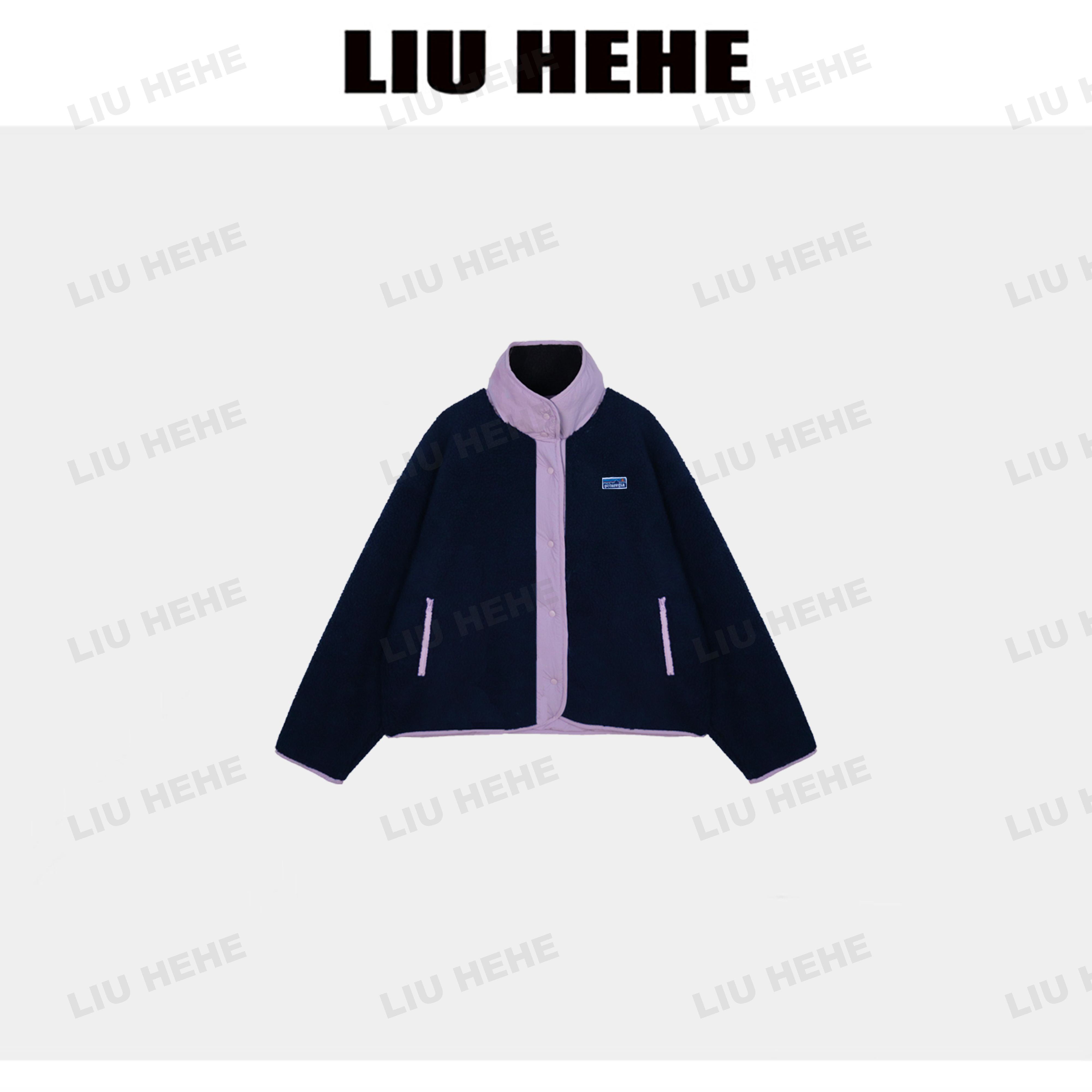 【呵呵家】经典双面穿 1341翻领休闲外套仿羊羔毛保暖外套上