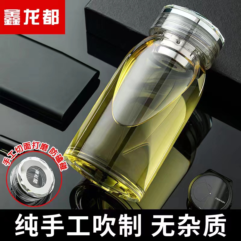 小巧玻璃杯加厚简约时尚透明单层水杯高硼硅玻璃大容量水杯大肚杯