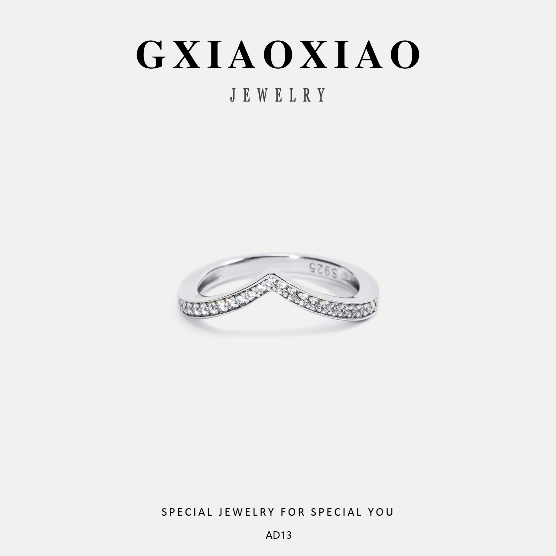 925银合成锆石戒指 GXX AD13 夏季时尚高级不掉色轻奢气质戒指ins