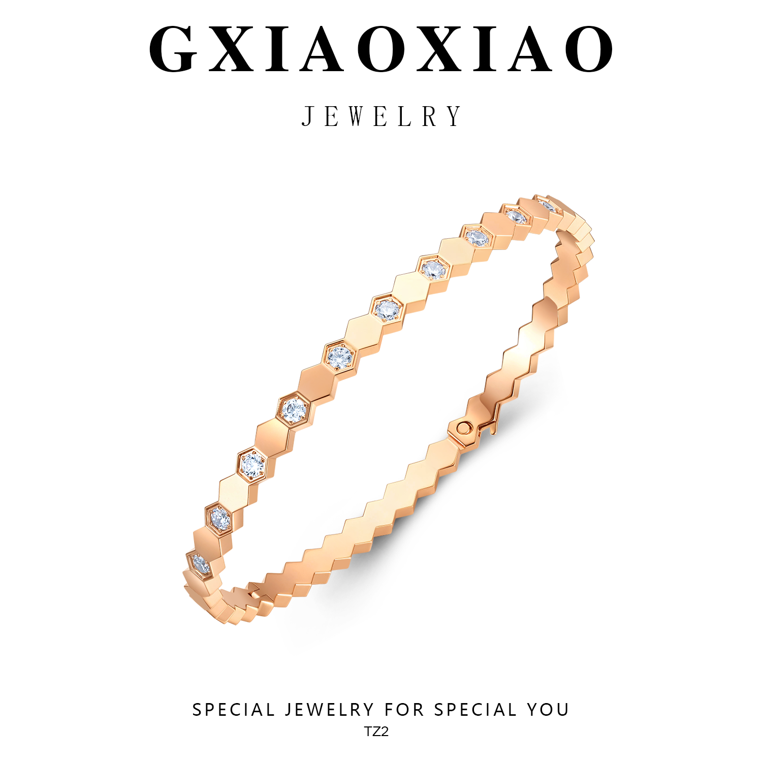 铜合金合成锆石手镯 GXX TZ2 TZ6 高级感轻奢时尚气质蜂巢手镯