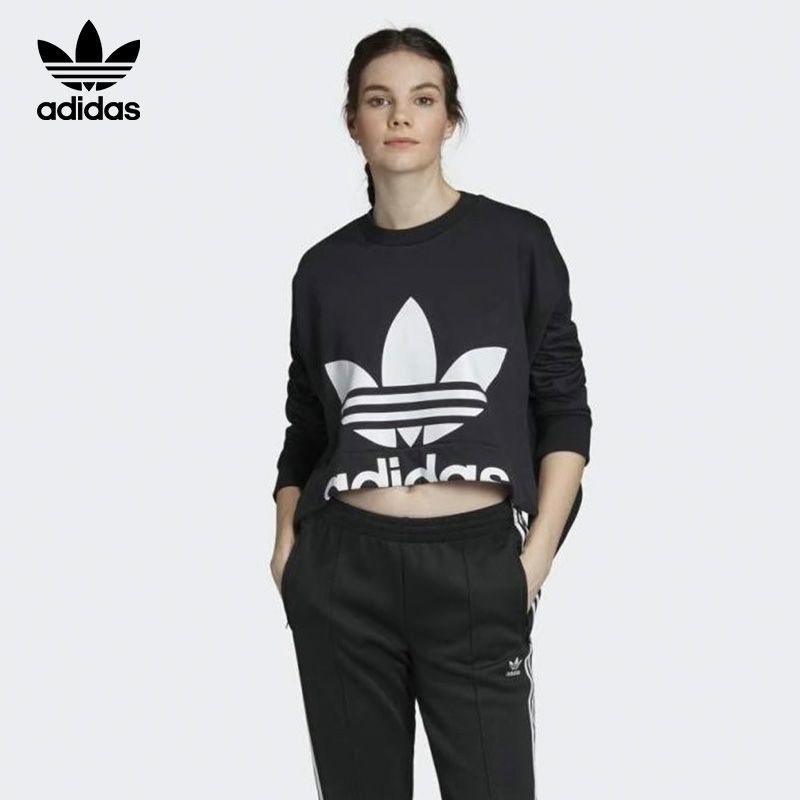 adidas/阿迪达斯三叶草女运动复古卫衣秋冬款套头衫无帽ED4775