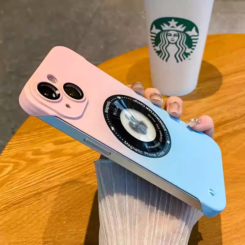 苹果15渐变透标磁吸手机壳iphone14promax无边框新款13硬镜头膜12
