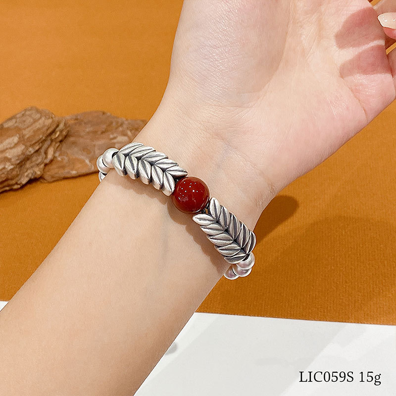 足银手链 999纯银麦穗手链个性小众设计手串女士百搭简约银手链