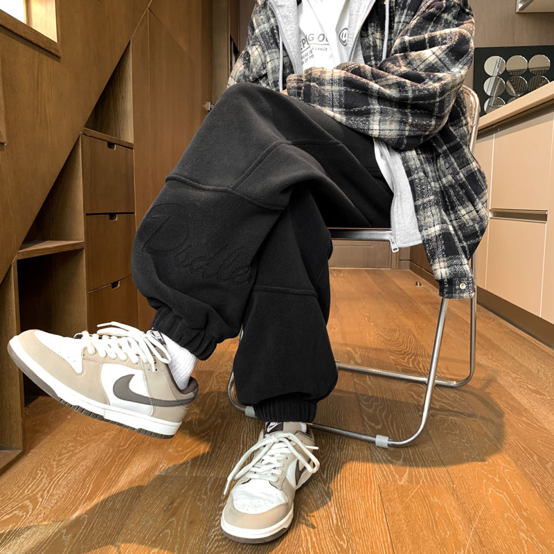双面奥粒绒束脚休闲裤秋冬美式hiphop运动卫裤潮牌加厚休闲长裤