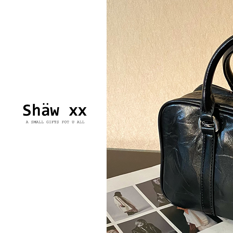 Shaw xx【山雨雾】时尚新款头层牛皮休闲轻奢真皮单肩方盒包  9036#