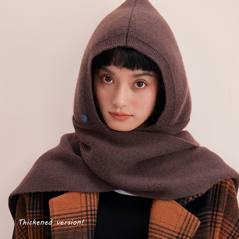 烈崽专属期待雪天~韩国正版！连帽围脖加厚feel针织围巾冬季防风