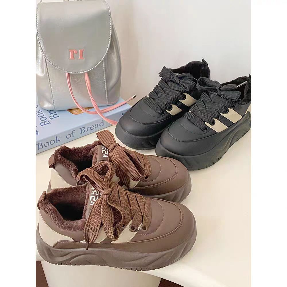 女鞋百搭潮鞋厚底黑色韩版ins加绒秋冬网红时尚女鞋L-2