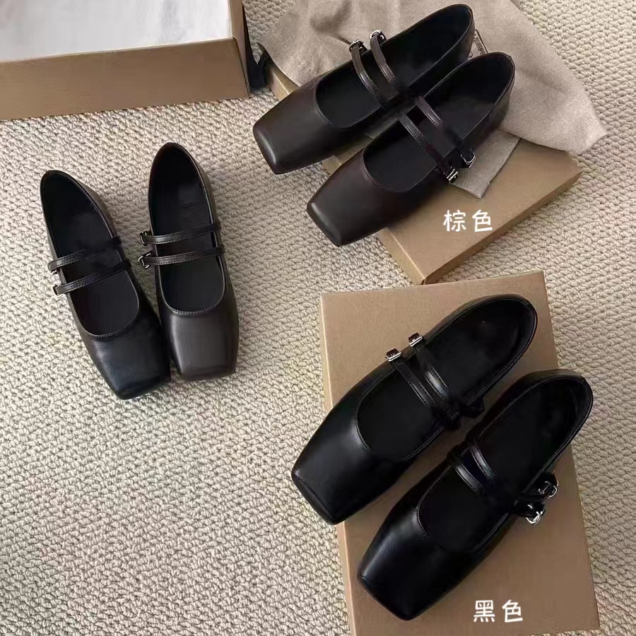 单鞋脚胖往大一码拍    时尚法式双带方头浅口单鞋 2