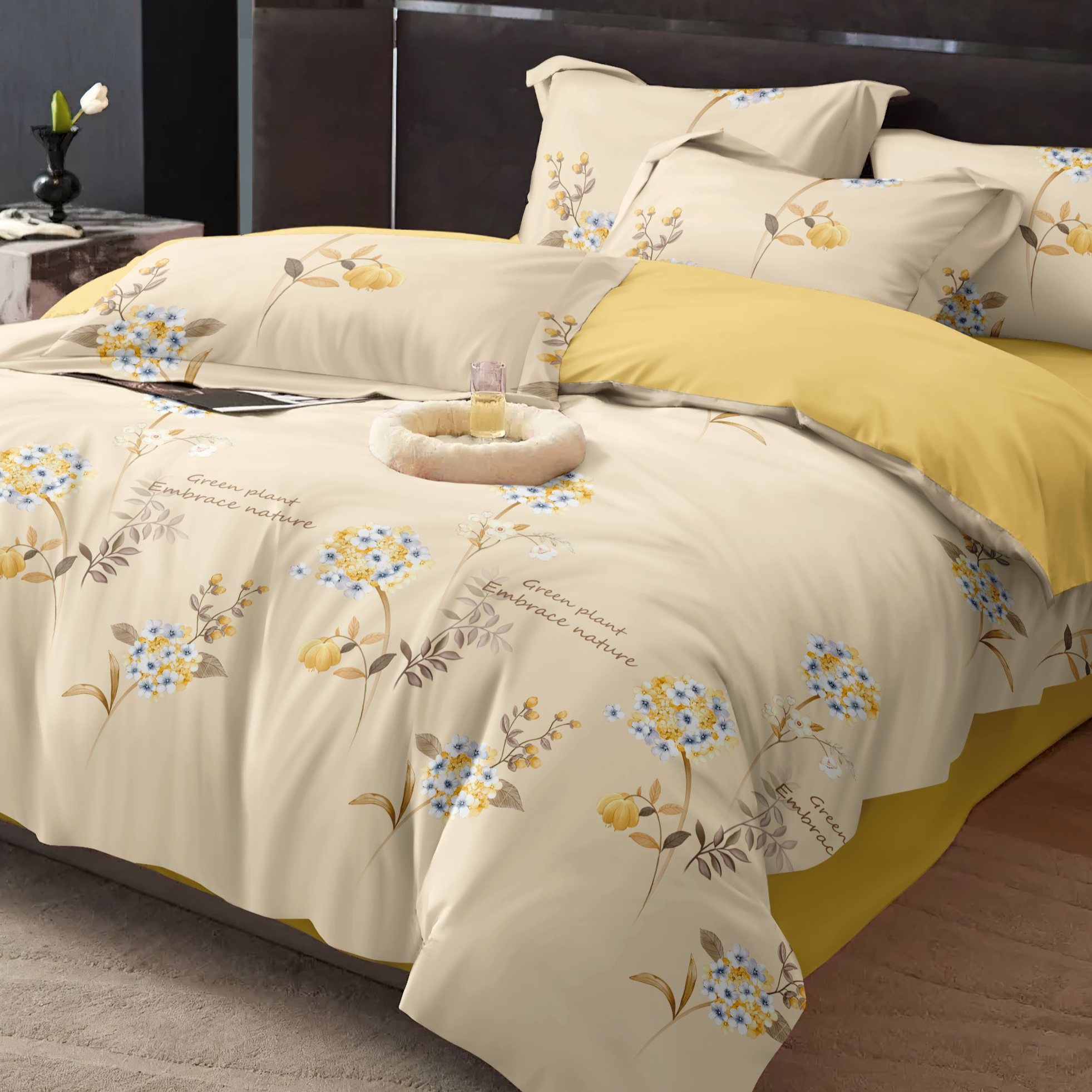 [秋冬加厚]亲肤斜纹棉四件套加厚简约轻奢床上用品四季可用印花