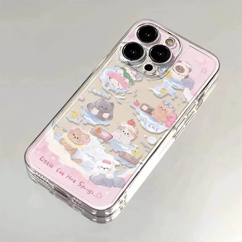 温泉猫咪适用iphone15pro/14手机壳苹果13/12/11华为vivo小米oppo