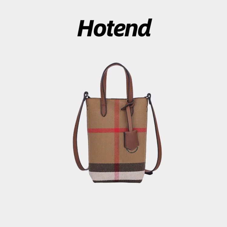 【美国Hotend】轻奢百搭条纹斜挎手机包 约18*10*12cm 棕拼焦糖色