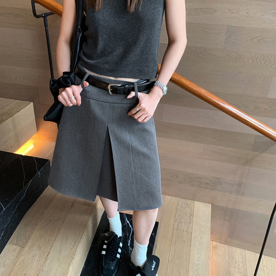 洛边李欣颖 前后两穿！百褶裙半身裙百搭高腰显瘦a字裙夏季新款