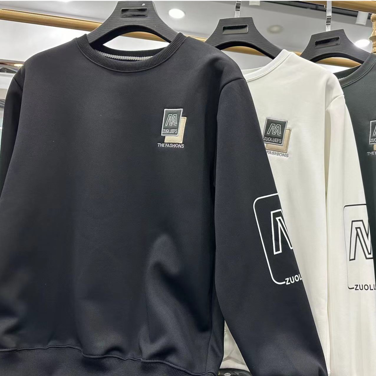 【现货秒发】秋冬新款时尚百搭圆领加绒男卫衣197-377