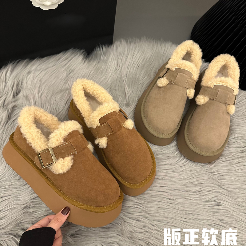 回力瑞厚底皮毛一体加绒保暖毛毛雪地靴2023冬新款韩版时尚棉鞋女