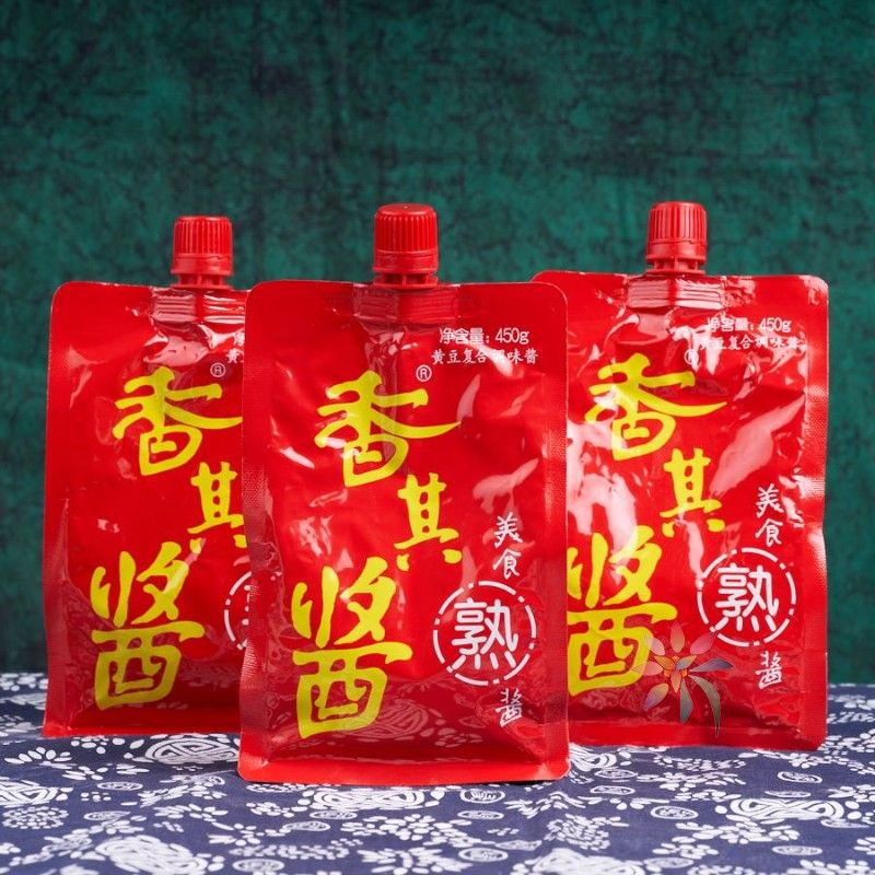 香其酱450g大袋香其酱自立袋拧盖黄豆酱东北酱农家酱/0lb蔬菜组合