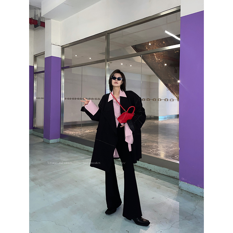 JCCC影子【黑板报】韩系高级感小众V领明线西装外套女JE2NWI10
