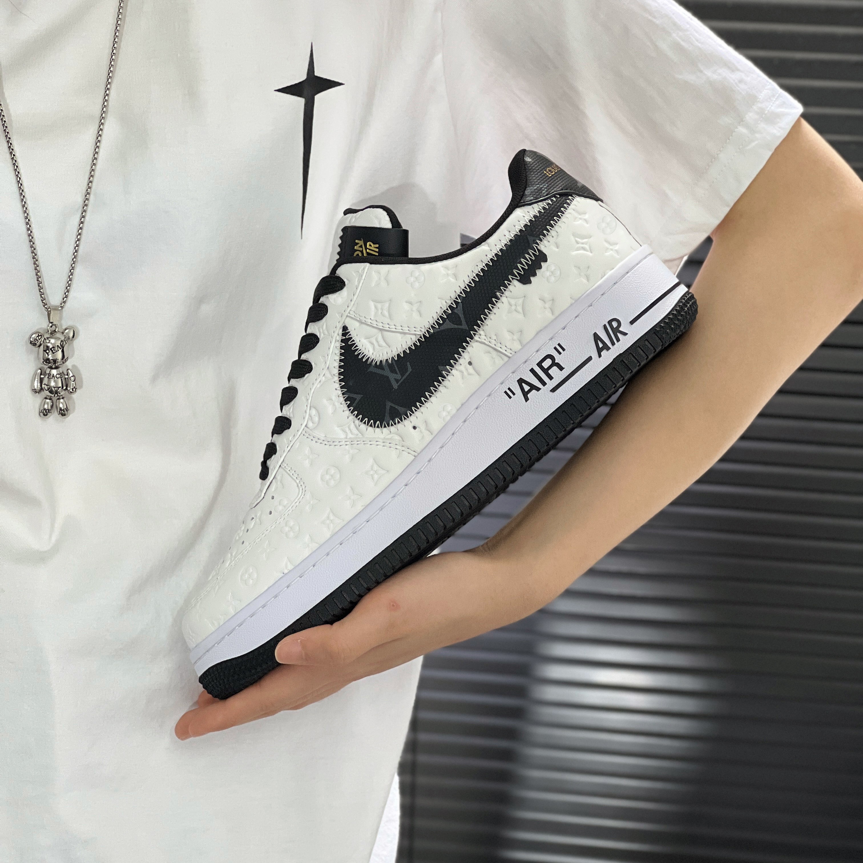 NIKE/耐克 Air Force1 22sVirgil白黑限定色百搭男女鞋【球鞋定制】