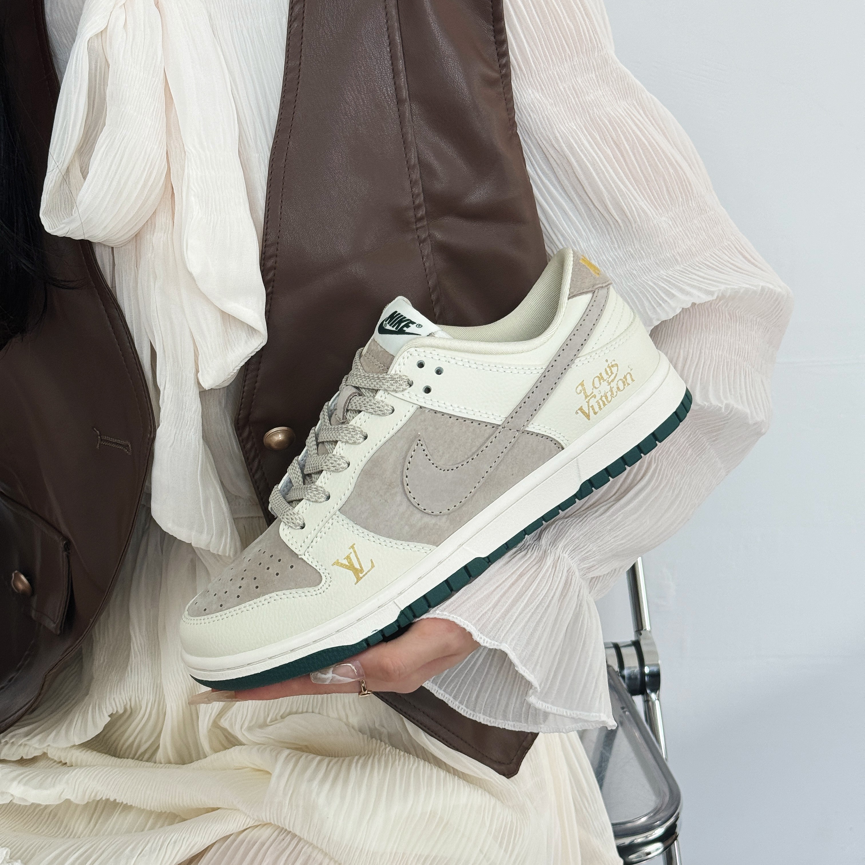 NIKE/耐克 DUNK LOW RETRO米白棕签字秀款男女签名潮鞋【球鞋定制】