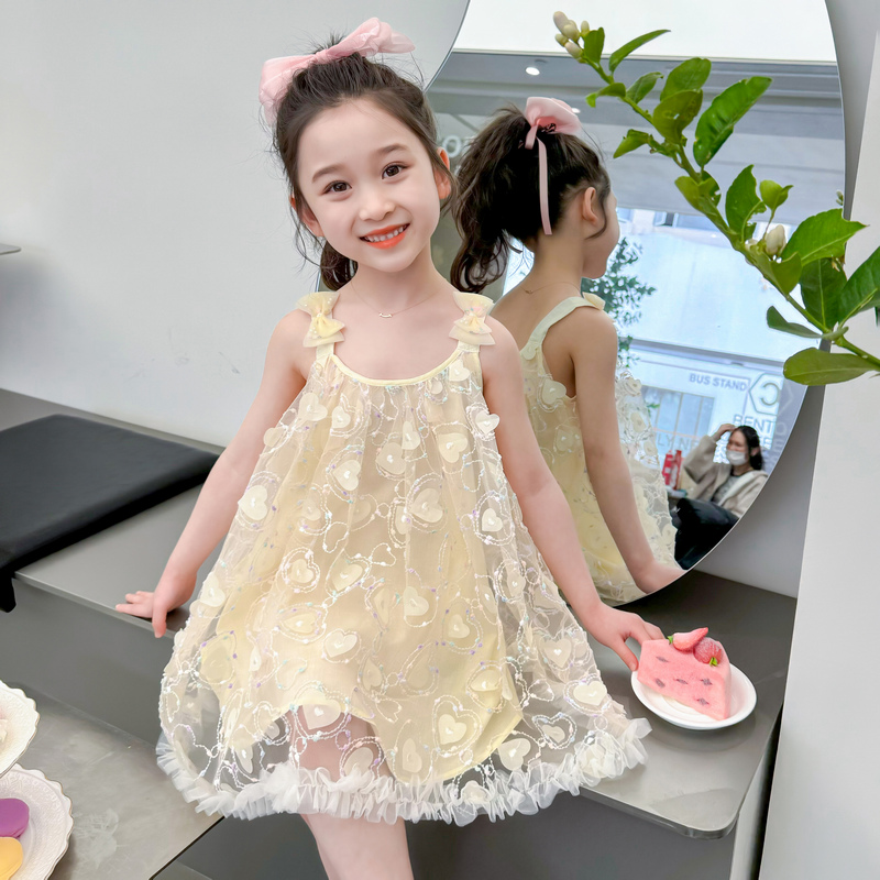 女童吊带连衣裙2024新款儿童夏装薄款网纱裙子女宝宝夏季公主裙潮