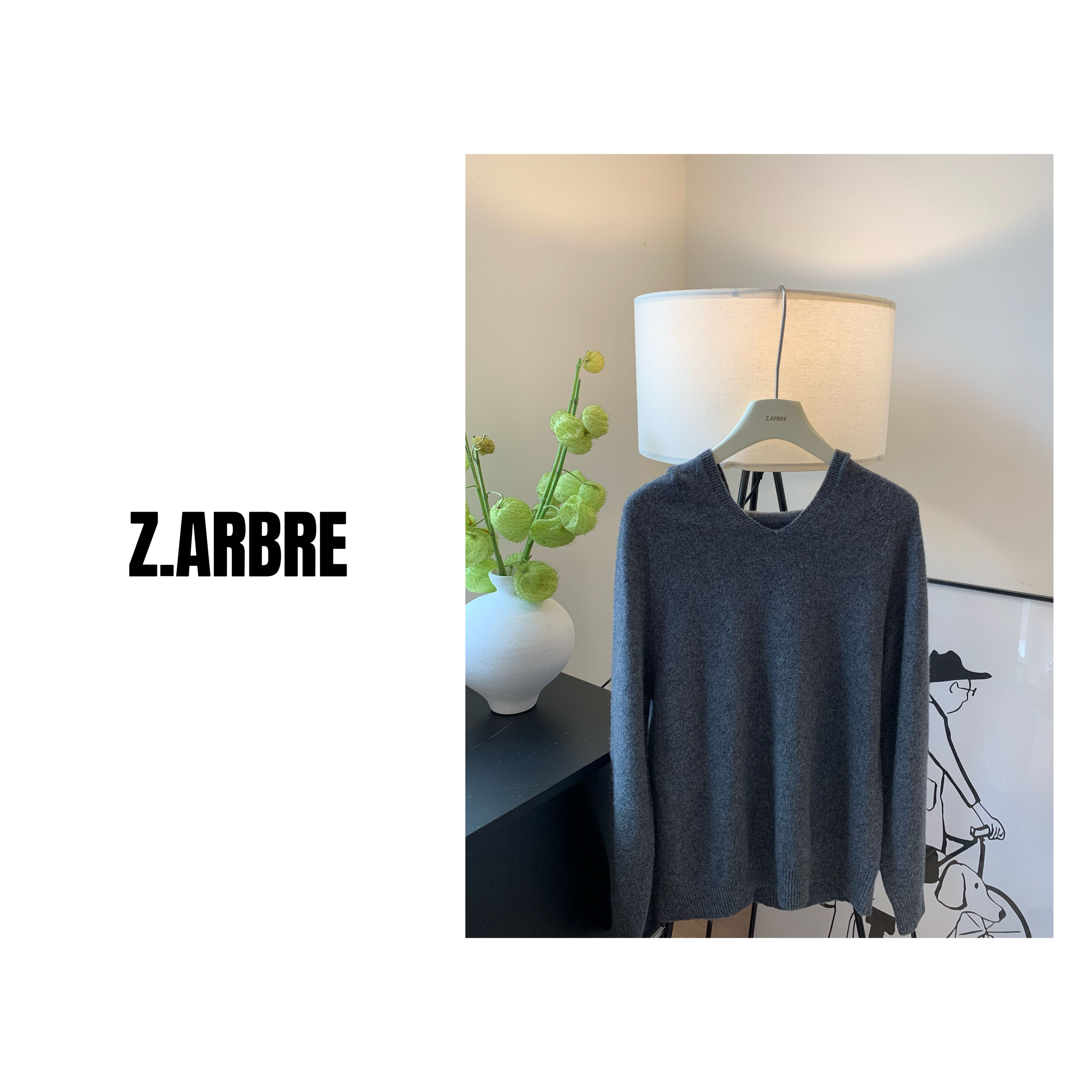 Z.ARBRE 黑标系列 全丝光100%美丽奴羊毛连帽衫女外套