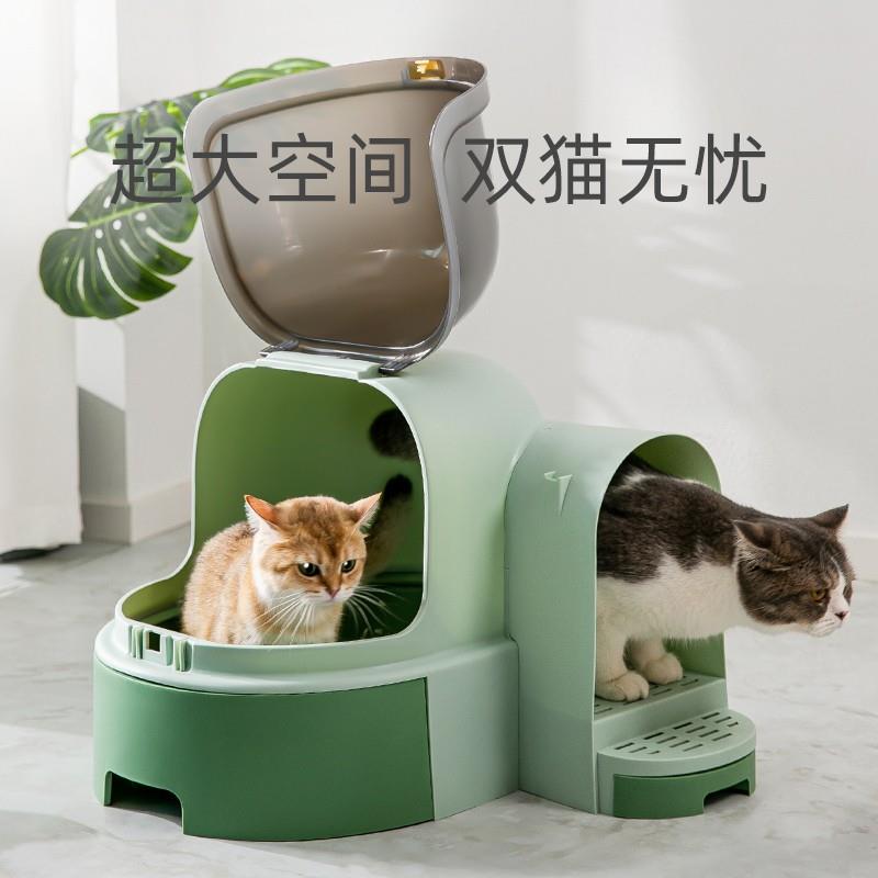 星空猫砂盆全封闭走廊式幼猫防带砂猫厕所超大号抽屉式隔臭猫屎盆