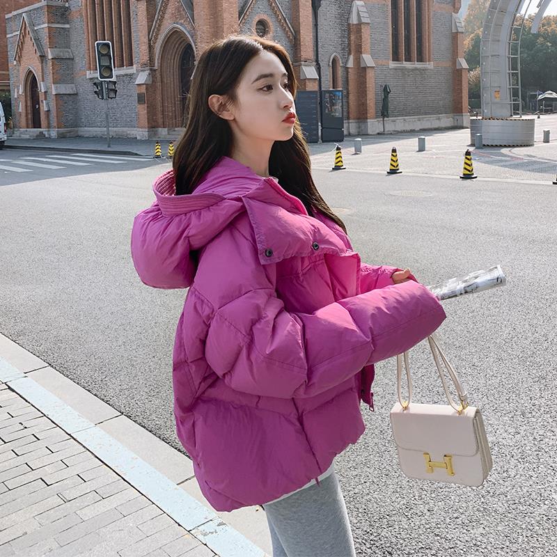 花苞帽羽绒服女冬季新款2023欧货爆款时尚高级感炸街短款轻薄外套
