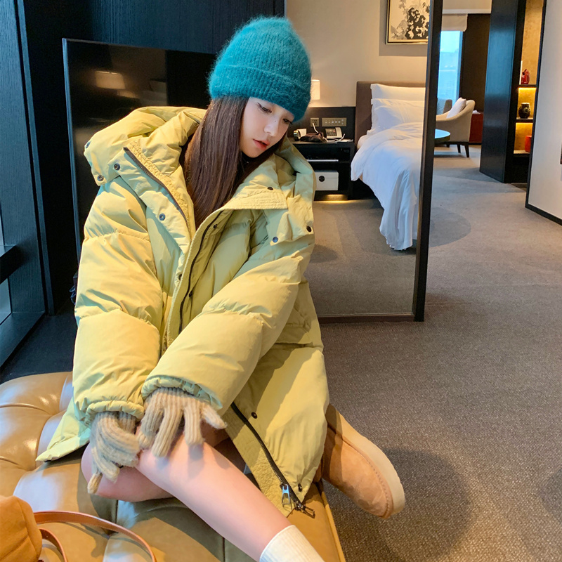 保暖加厚90白鸭绒羽绒服外套女冬季2023新款短款小个子连帽面包服