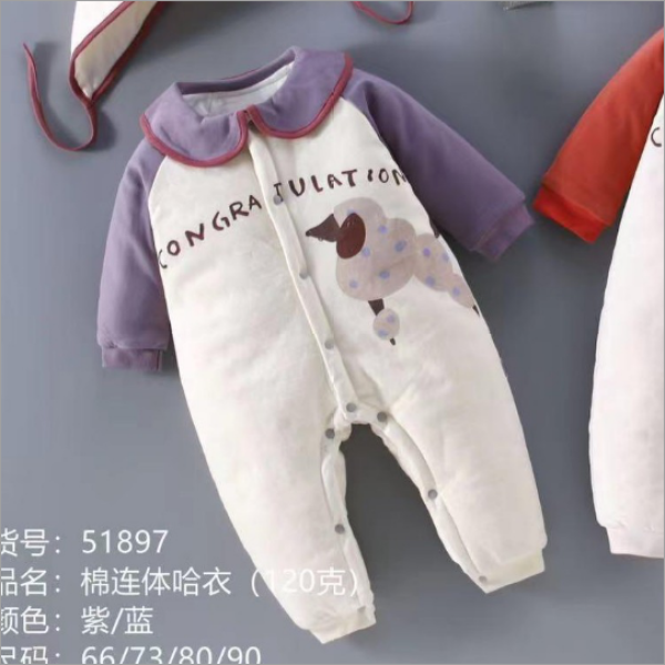 【51897】#婴儿衣服#【空气棉对开连体衣】#A类纯棉#