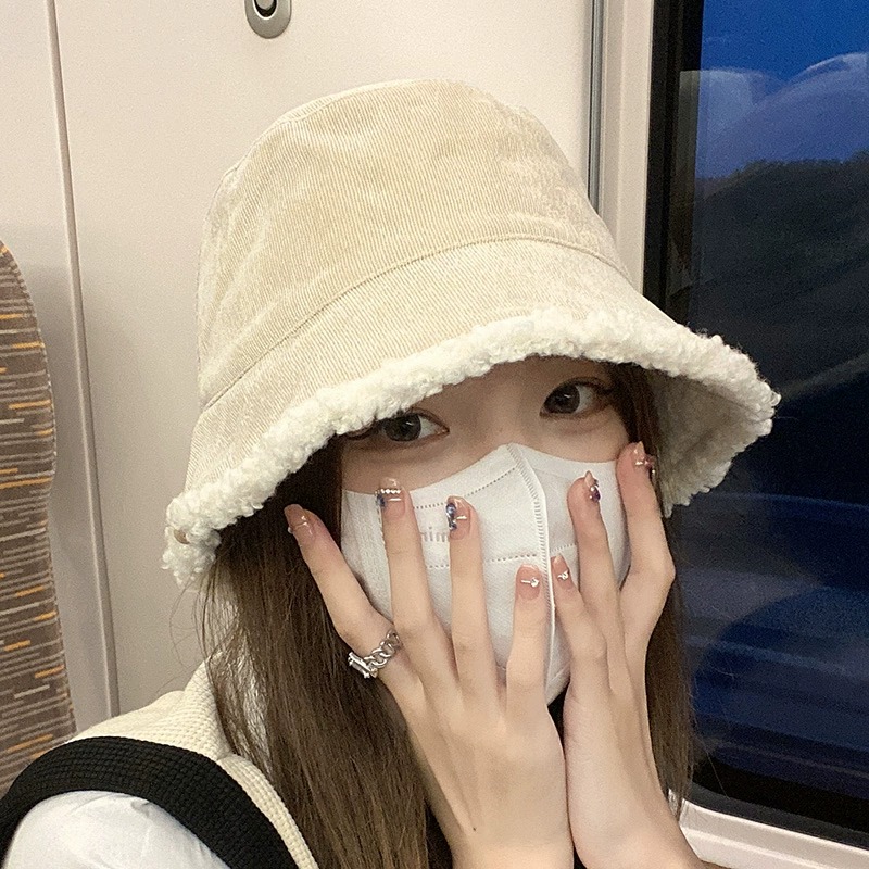 渔夫帽女2023新款秋冬季毛绒冷帽子大头围显脸小加厚保暖鱼夫盆帽