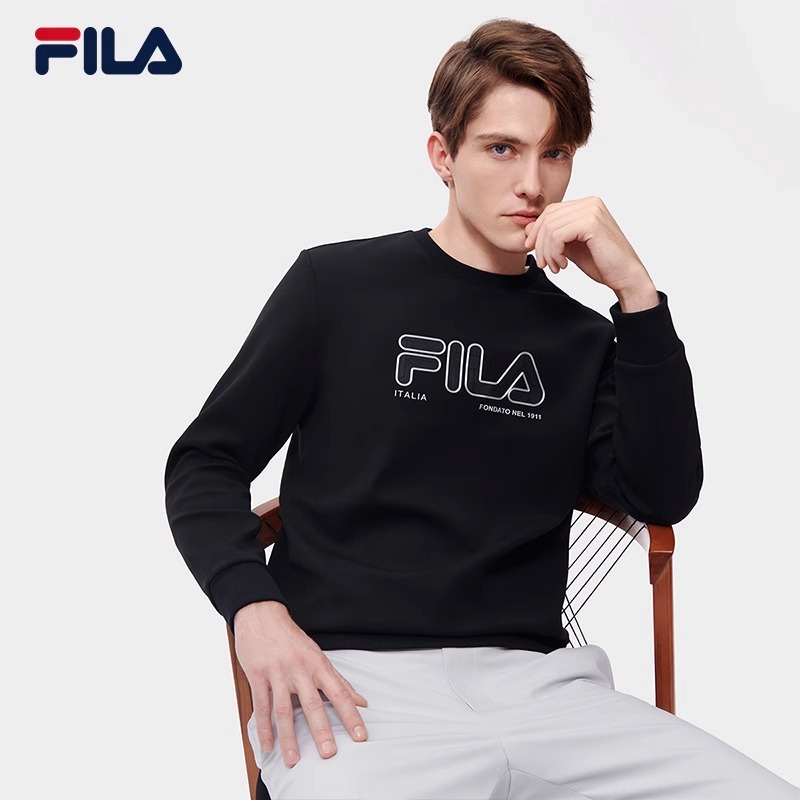 FILA斐乐男卫衣2023春季新款时尚休闲基础针织套头衫F11M317203F