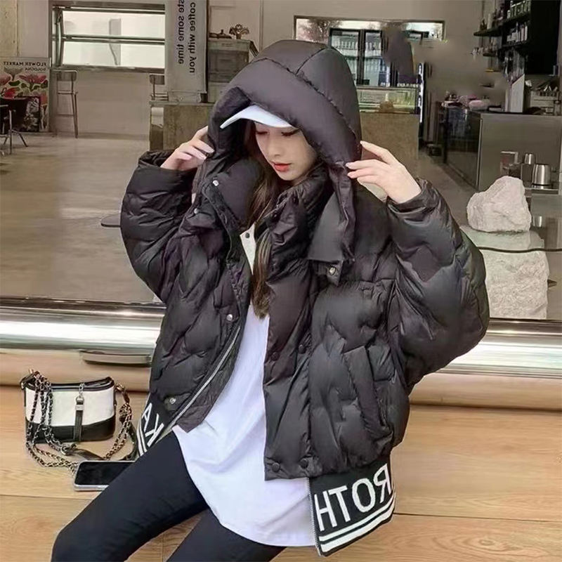 线下598！（女装）9113 三色设计感字母外立领连帽羽绒服外套（鸿