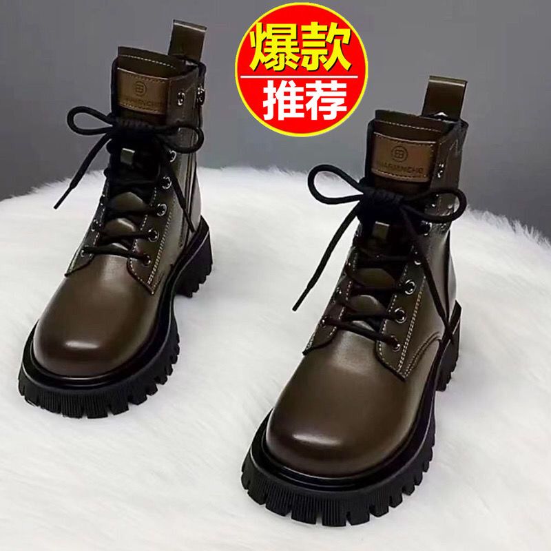 马丁靴女软皮厚底春秋单靴冬加绒2023新款英伦风短靴时尚百搭网红