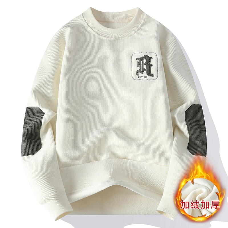 【加绒加厚 一体绒】秋冬季男士宽松卫衣休闲保暖打底衫毛衣潮8957