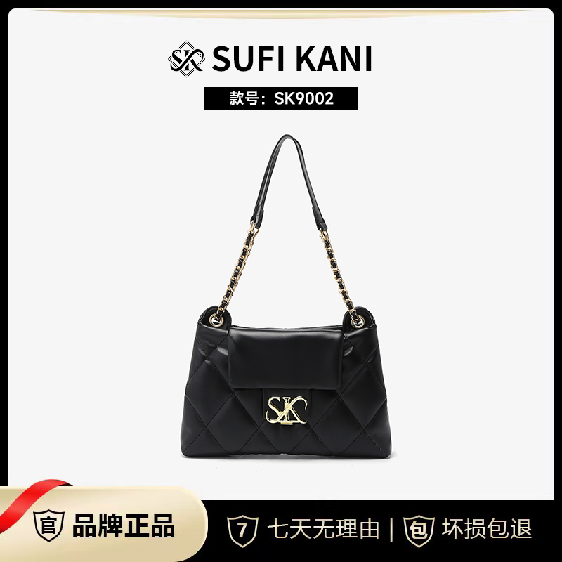 SUFI KANI 新款时尚单肩斜挎百搭气质女士包包SK9002#-黑色 nk