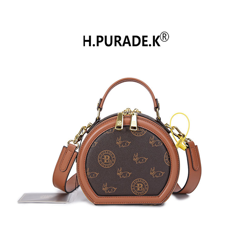 H.PURADE.K女士时尚百搭单肩圆形圆潮流轻奢饼包小众休闲斜跨包包