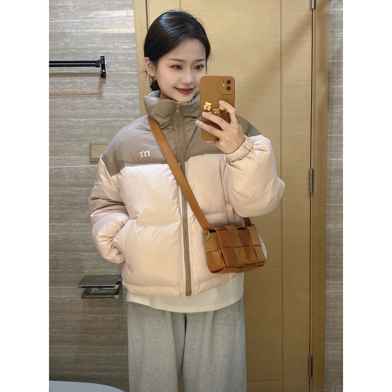 冬季棉服棉衣女2023新款小个子短款加厚外套白色T恤运动裤三件套