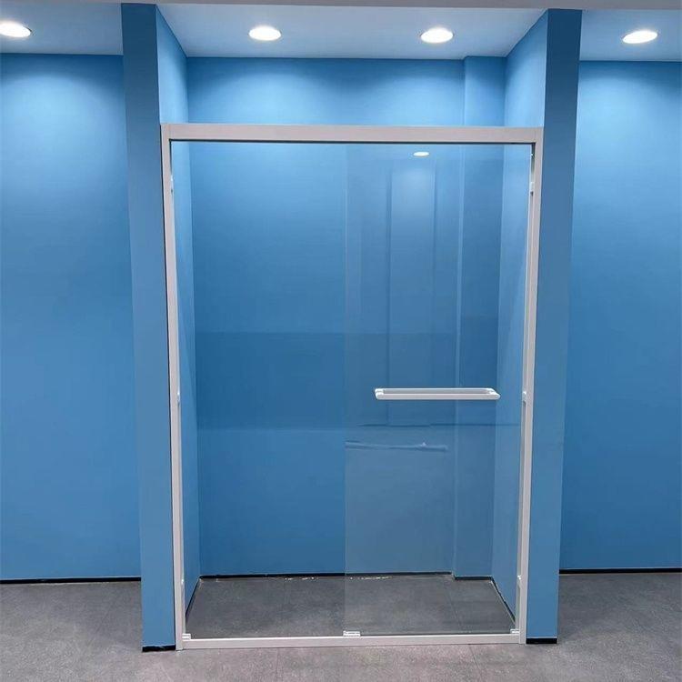 白色极窄移门一字型淋浴房卫生间干湿分离隔断浴屏浴室平开玻璃门