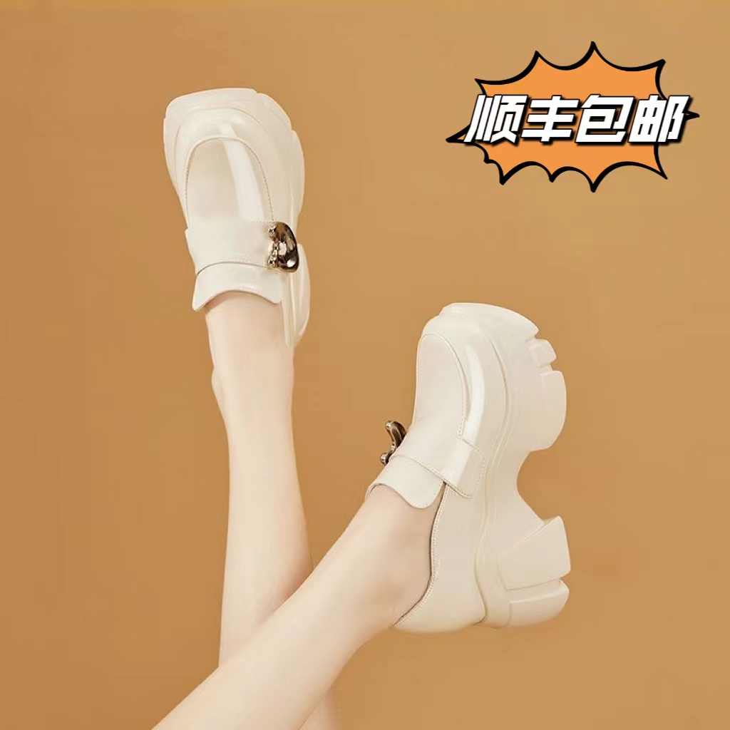 【顺丰包邮】高档内增高乐福高级感厚底女鞋皮鞋时尚休闲百搭真皮