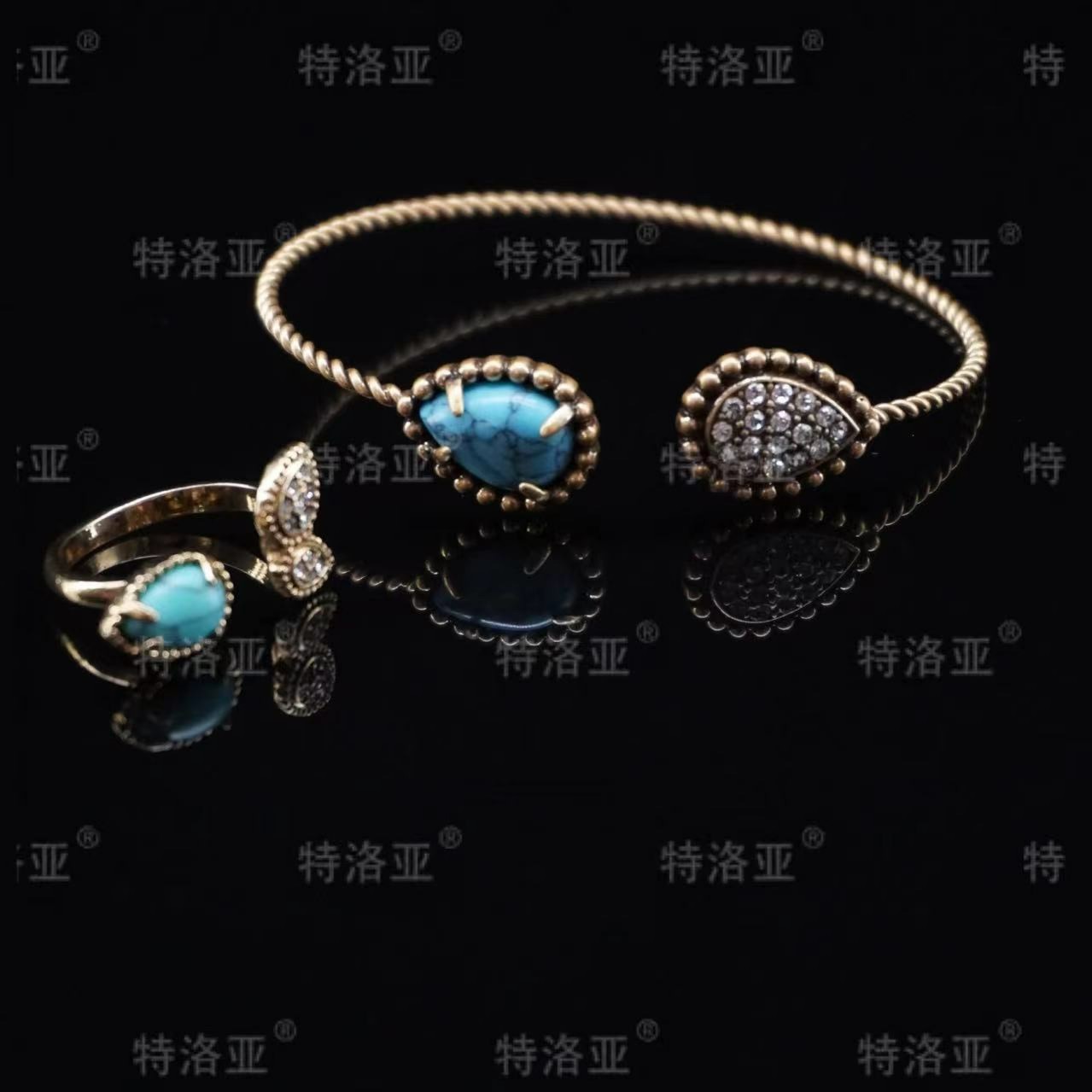 特洛亚 铜合金合成锆石戒指 气质轻奢时尚百搭简约小众高端 KK032